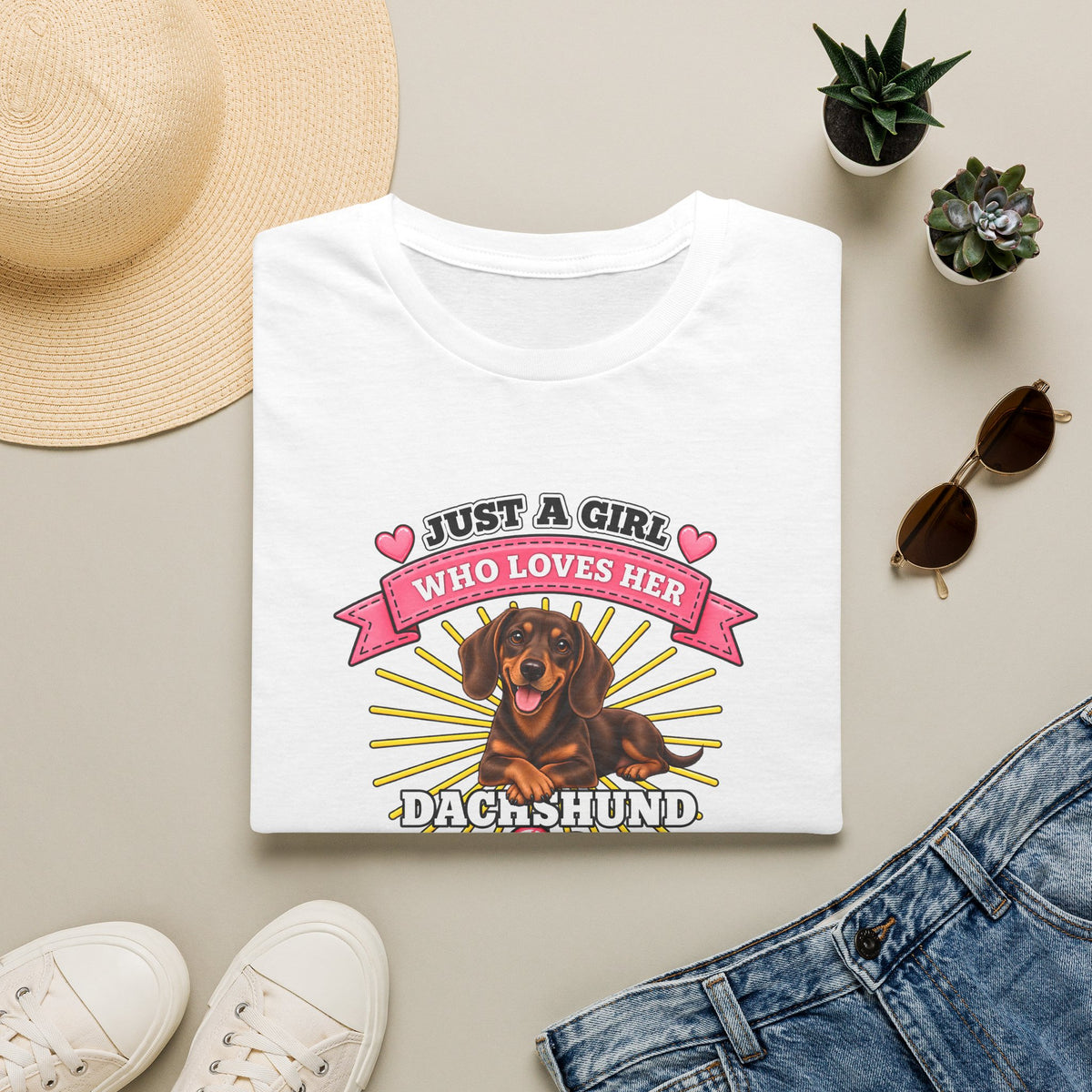Just a Girl Who Loves Her Dachshund –  Supersoft Unisex T-Shirt