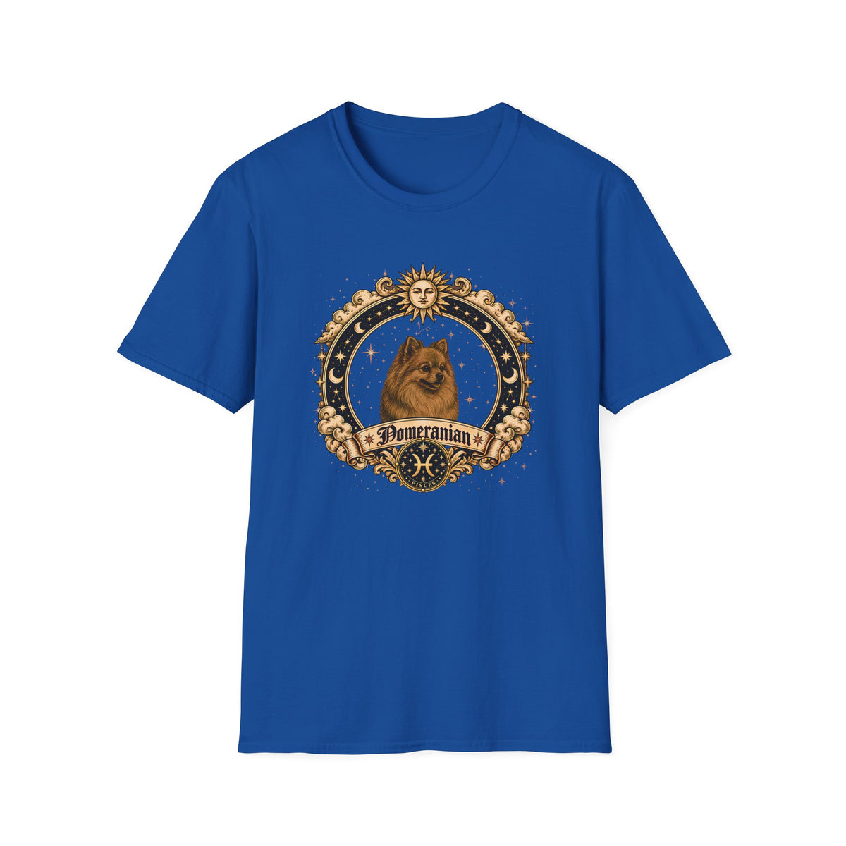 Zodiac Pisces Pomeranian - Dog Horoscope Star Sign - Supersoft Unisex Funny T-shirt
