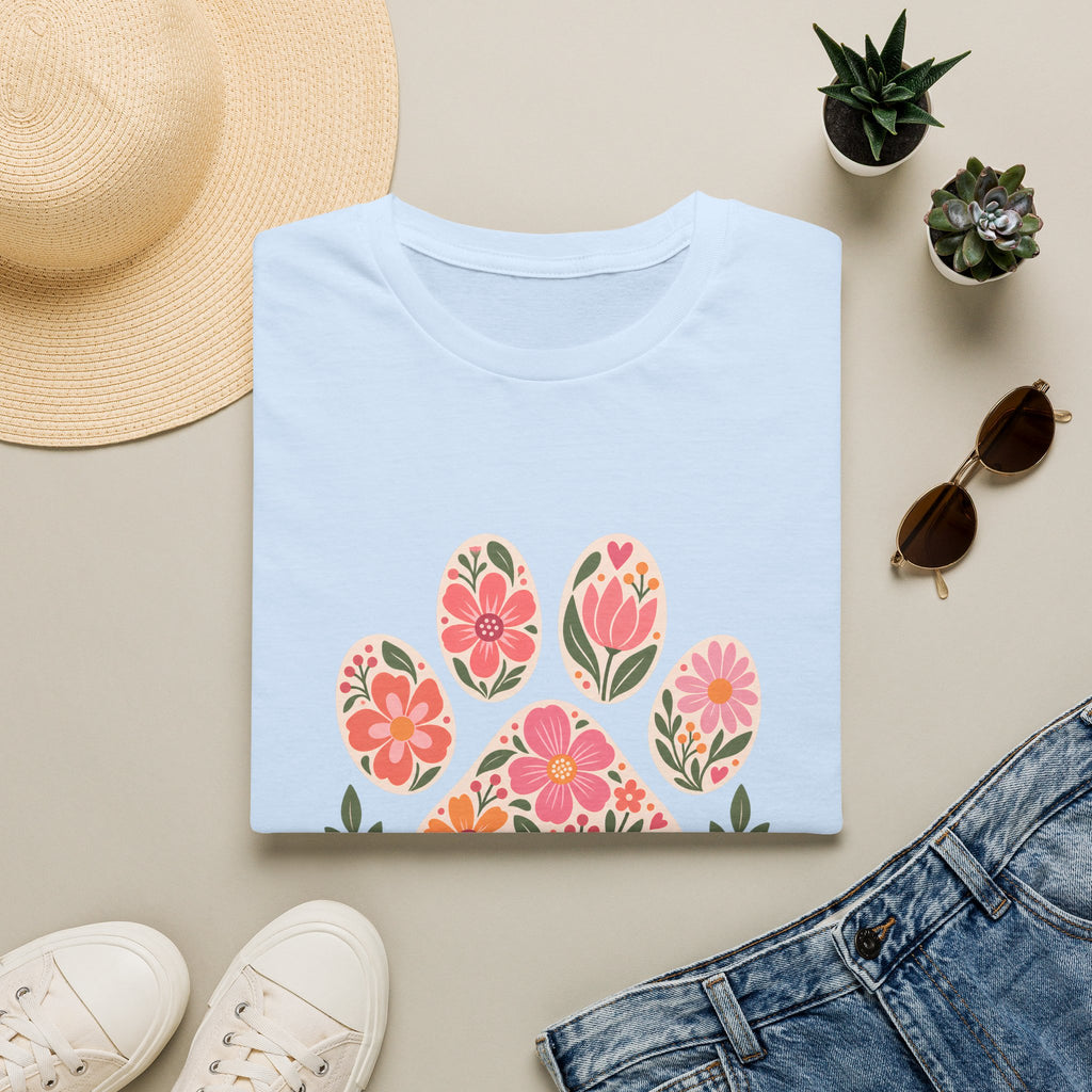 All You Need is Love & Dogs Floral Paw Print - Supersoft Unisex T-shirt