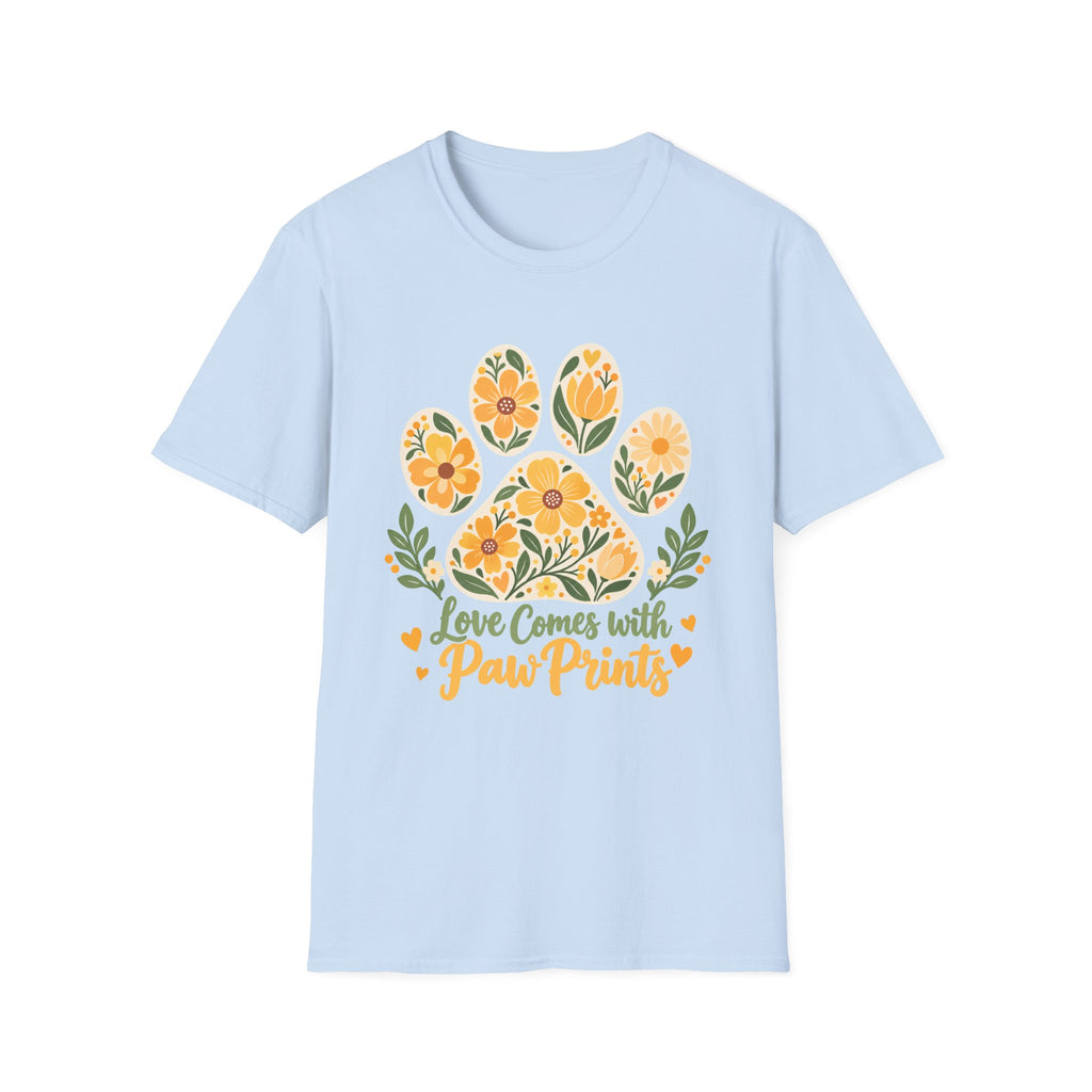 Love Come With Paw Prints Floral Paw Print - Supersoft Unisex T-shirt
