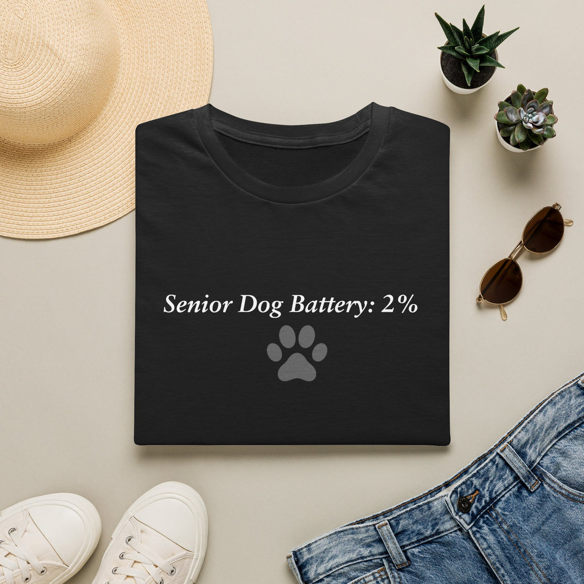 Adopted & Adored – Senior Dog Battery: 2% –  Supersoft Unisex T-Shirt