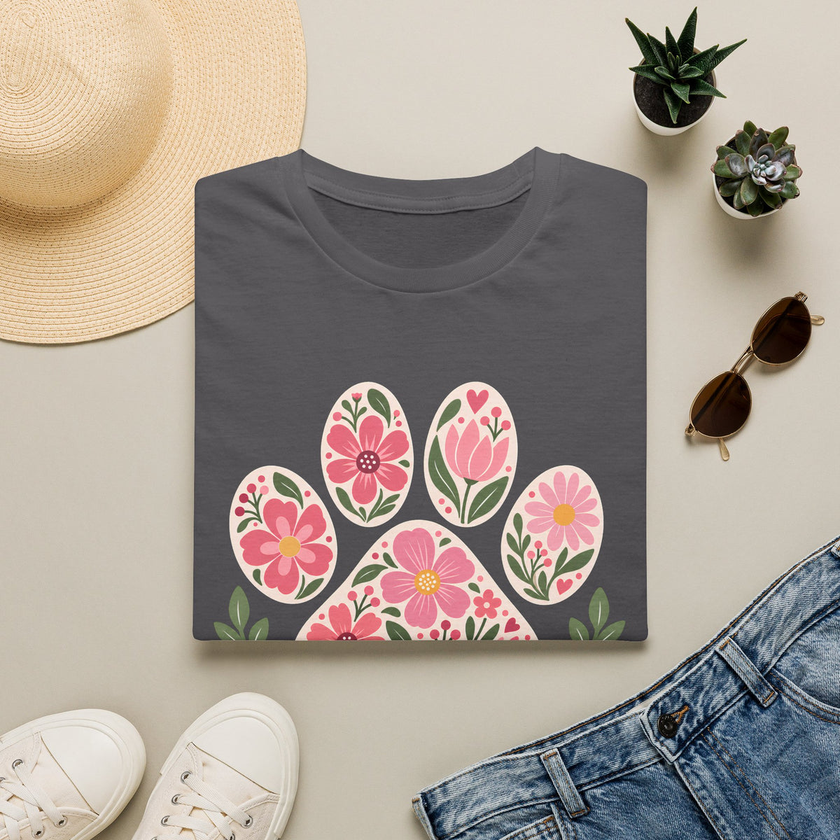 Paws Make Everything Better Floral Paw Print - Supersoft Unisex T-shirt