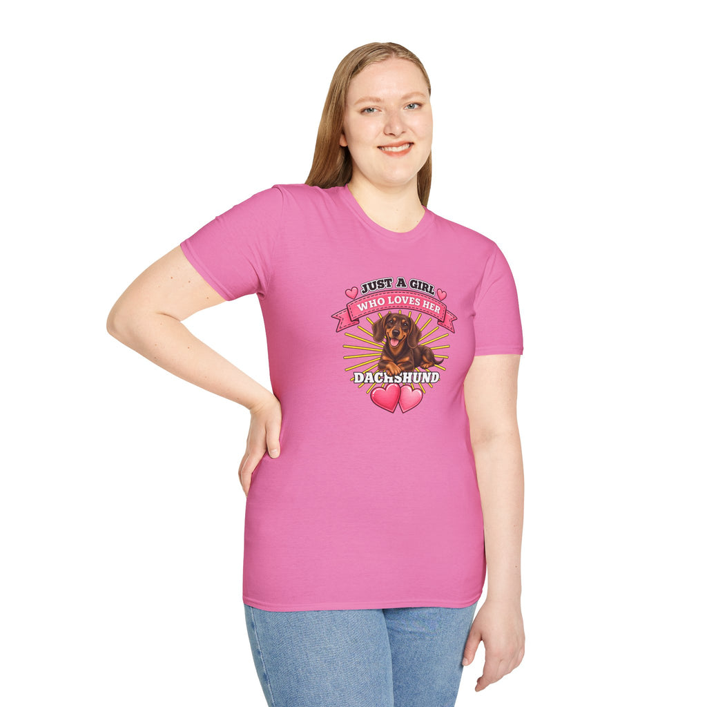 Just a Girl Who Loves Her Dachshund –  Supersoft Unisex T-Shirt