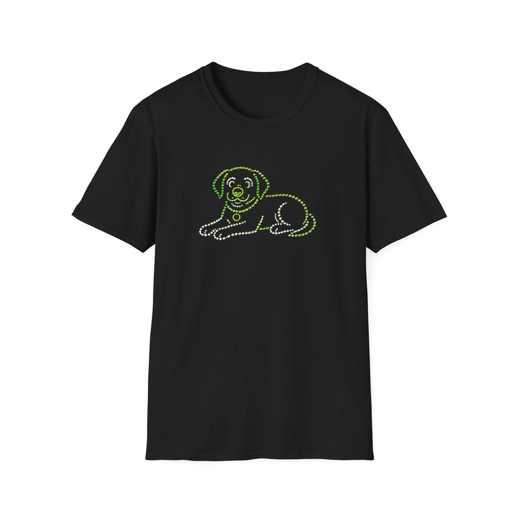 Bedazzling Beasts - Faux Jewel Green Dog Lay Down - Unisex T-Shirt
