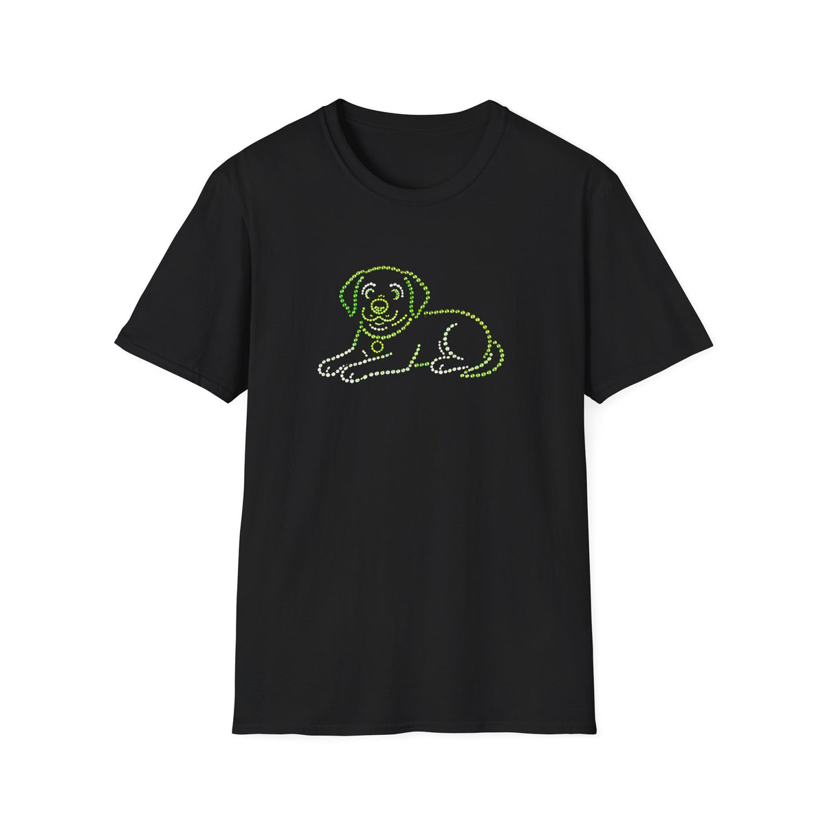 Bedazzling Beasts - Faux Jewel Green Dog Lay Down - Unisex T-Shirt