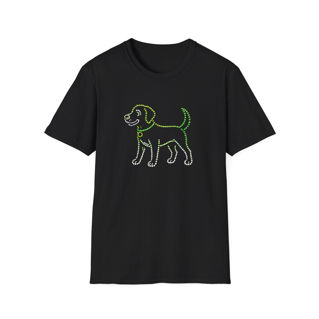 Bedazzling Beasts - Faux Jewel Green Dog Standing - Unisex T-Shirt