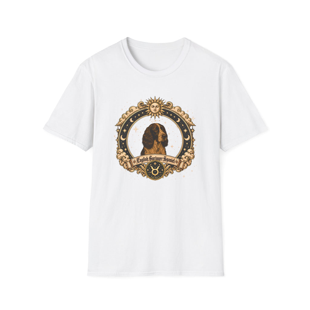 Zodiac Taurus English Springer Spaniel - Dog Horoscope Star Sign - Supersoft Unisex Funny T-shirt