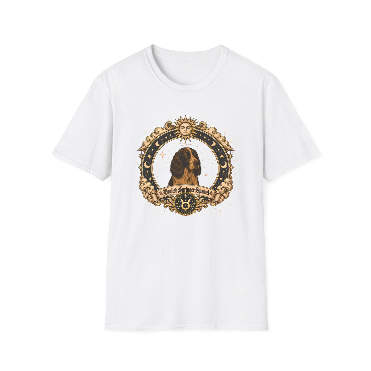 Zodiac Taurus English Springer Spaniel - Dog Horoscope Star Sign - Supersoft Unisex Funny T-shirt