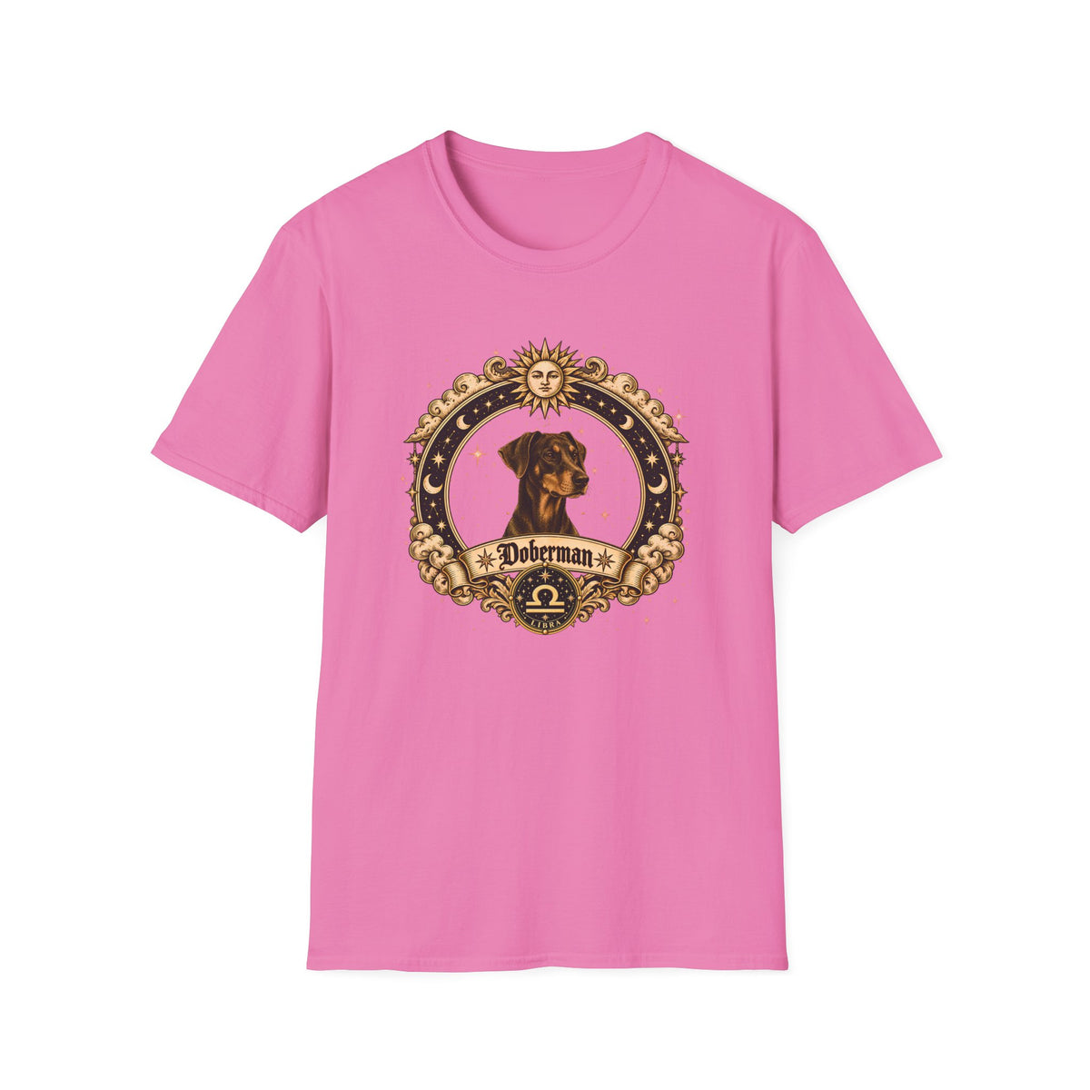 Zodiac Libra Doberman - Dog Horoscope Star Sign - Supersoft Unisex Funny T-shirt
