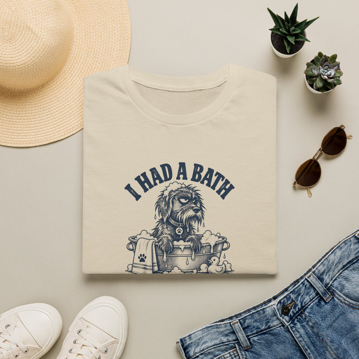 Grumpy Dog - I Had a Bath...For Absolutely Nothing –  Supersoft Unisex T-Shirt