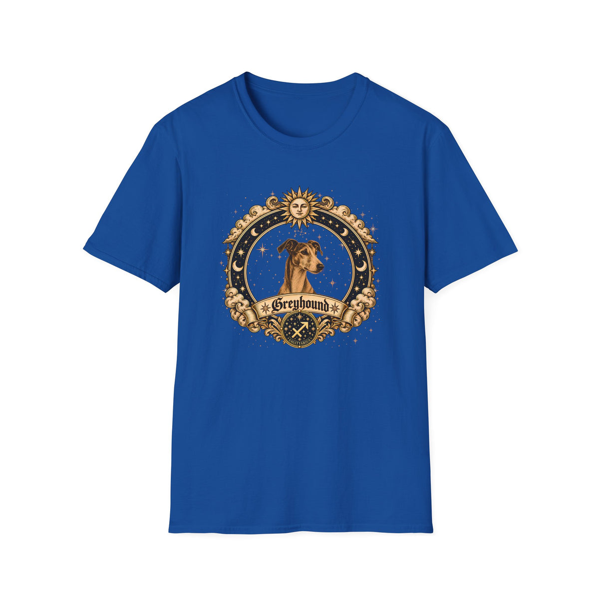 Zodiac Sagittarius Greyhound - Dog Horoscope Star Sign - Supersoft Unisex Funny T-shirt