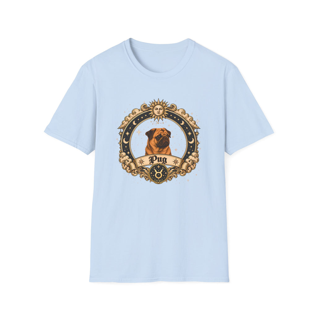 Zodiac Taurus Pug - Dog Horoscope Star Sign - Supersoft Unisex Funny T-shirt