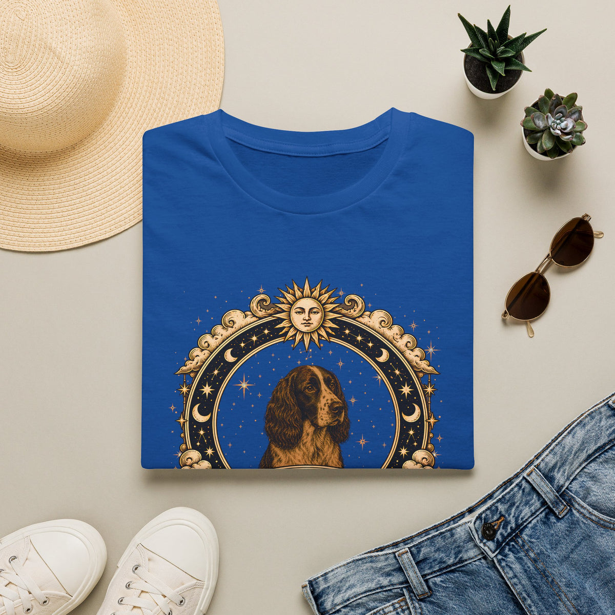 Zodiac Libra English Springer Spaniel - Dog Horoscope Star Sign - Supersoft Unisex Funny T-shirt