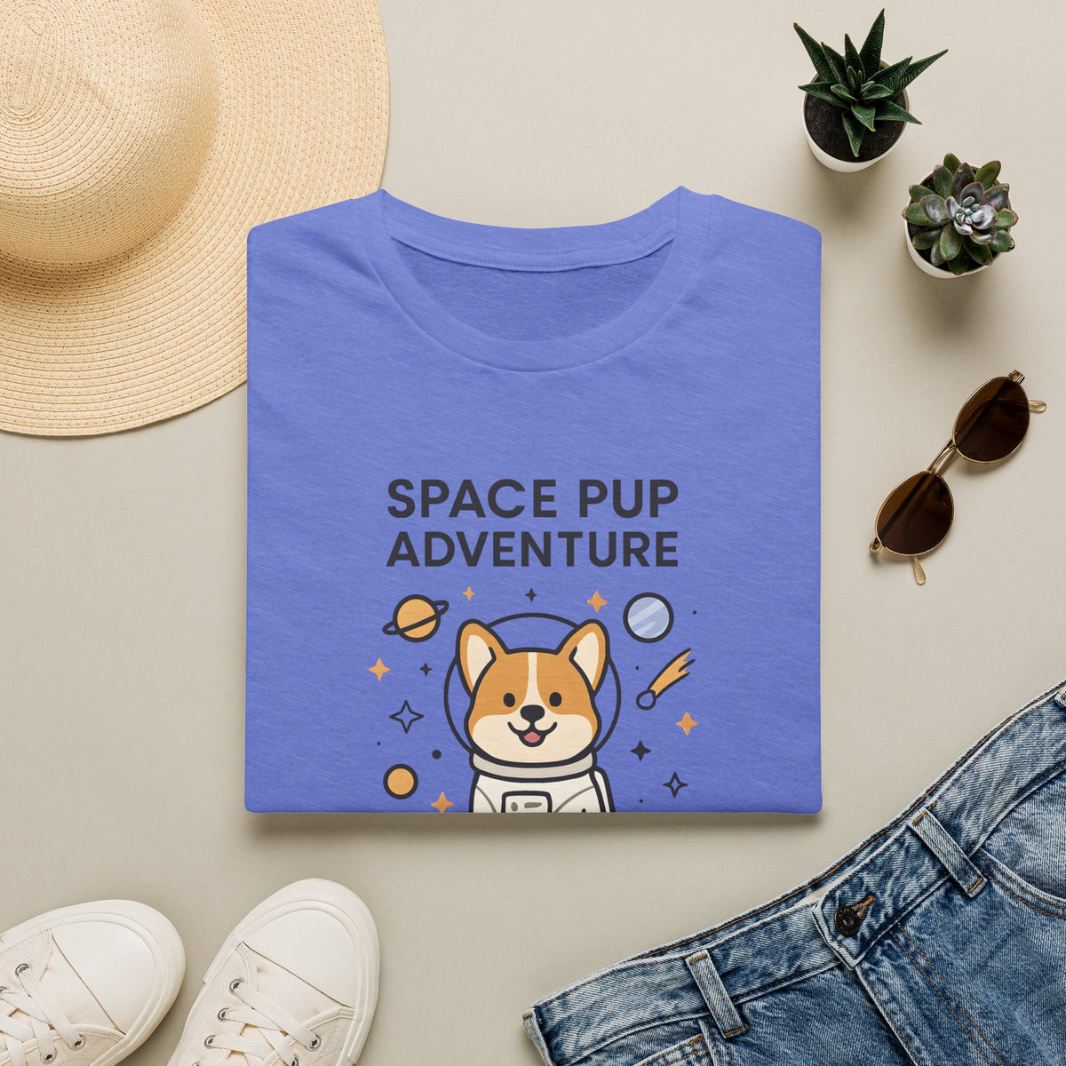Space Pup Adventure Cute Kawaii –  Supersoft Unisex T-Shirt