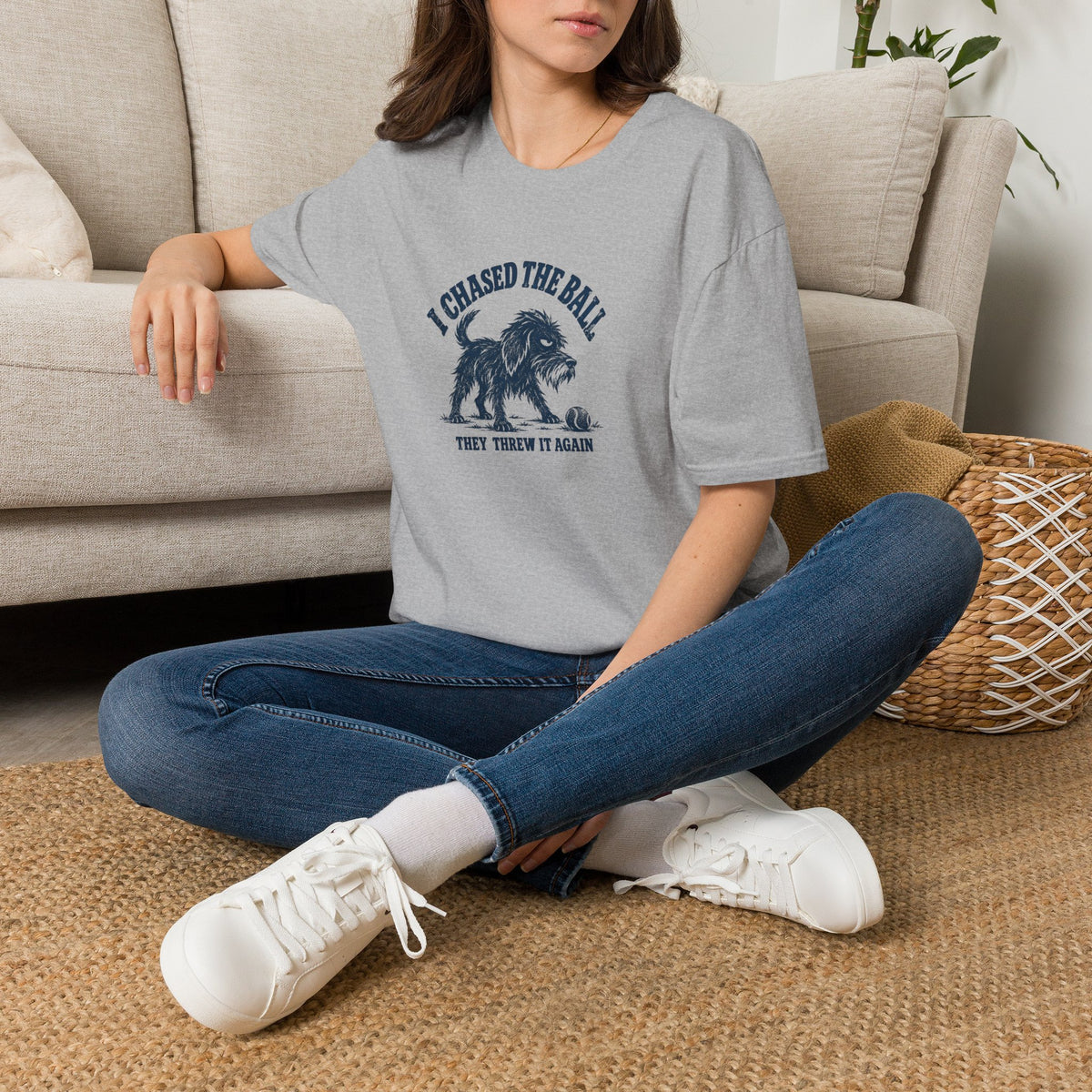 Grumpy Dog - I Chased the Ball, They Threw It Again –  Supersoft Unisex T-Shirt