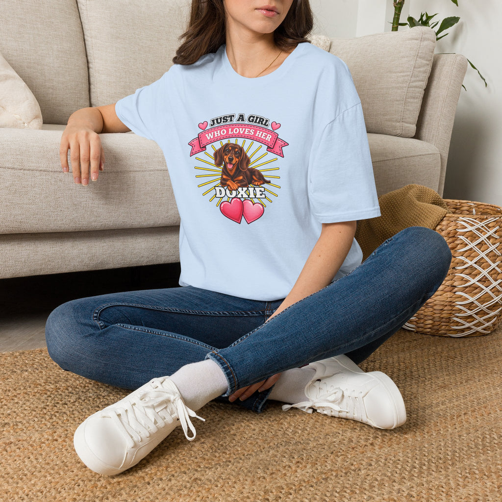 Just a Girl Who Loves Her Doxie –  Supersoft Unisex T-Shirt