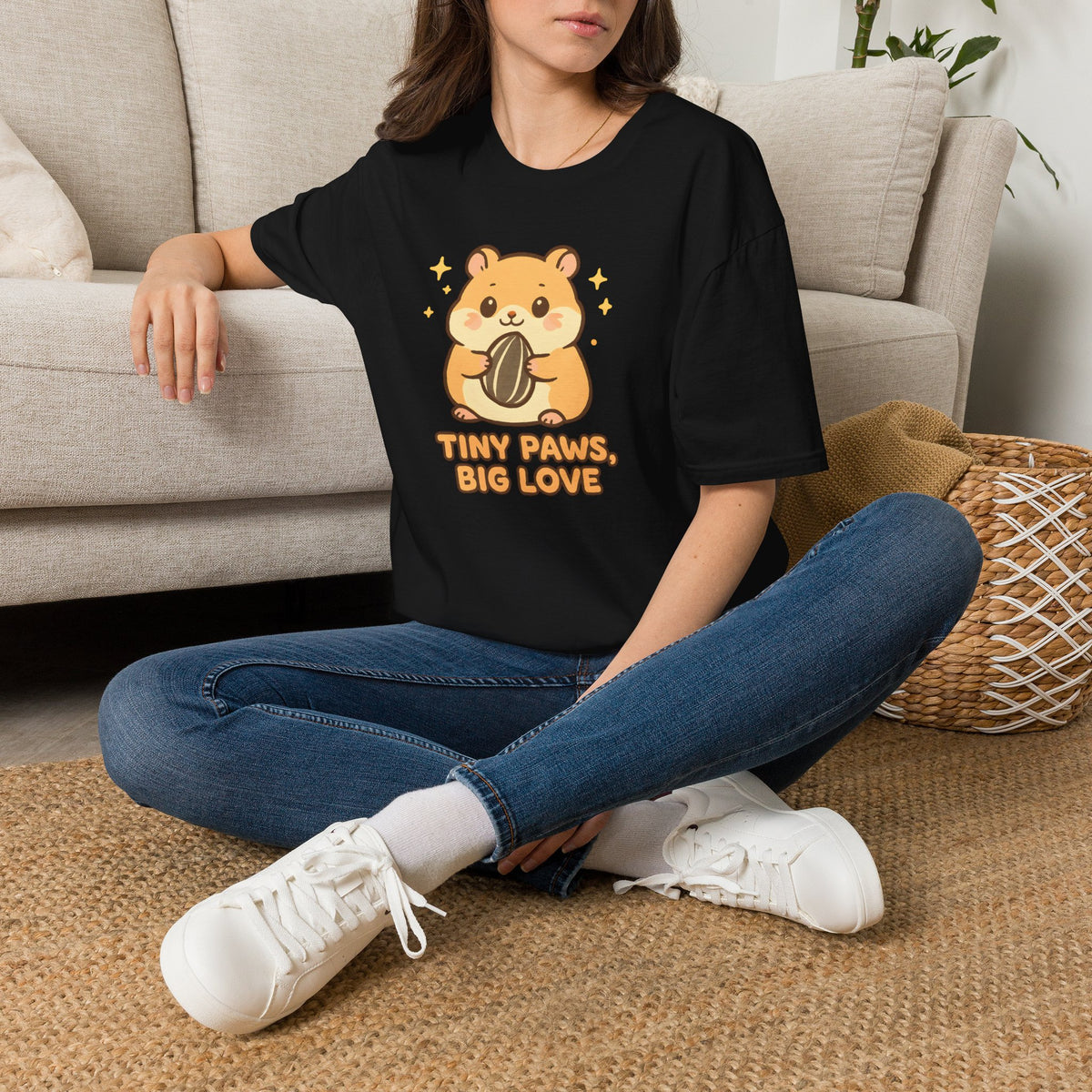 Tiny Paws, Big Love Hamster Cute Kawaii –  Supersoft Unisex T-Shirt