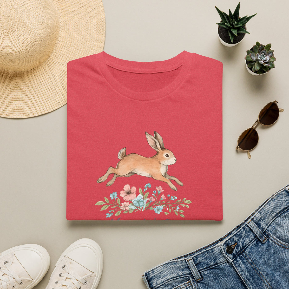 Hoppin' Into Happiness Rabbit –  Supersoft Unisex T-Shirt