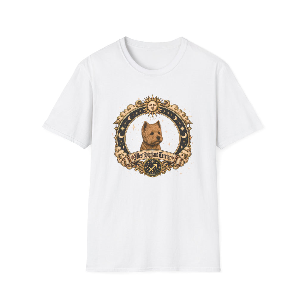 Zodiac Sagittarius West Highland Terrier - Dog Horoscope Star Sign - Supersoft Unisex Funny T-shirt