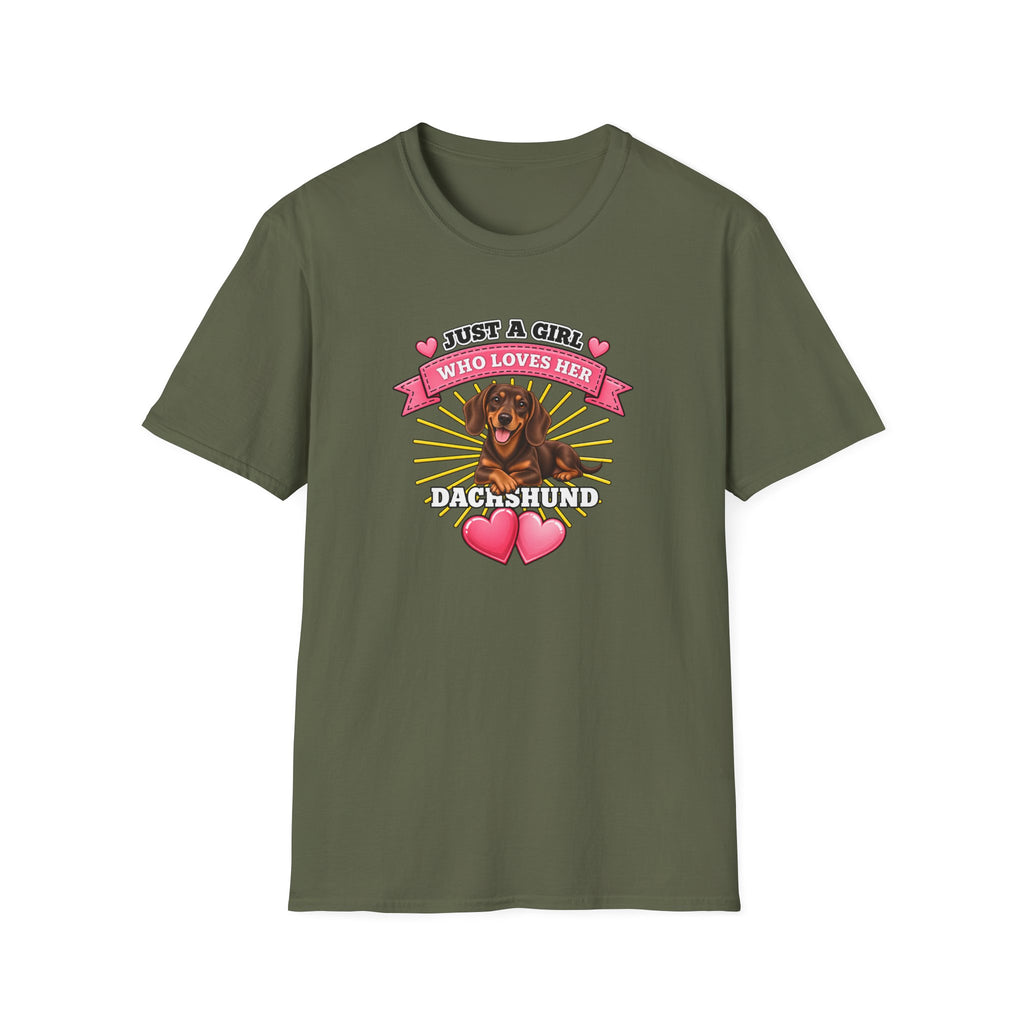 Just a Girl Who Loves Her Dachshund –  Supersoft Unisex T-Shirt