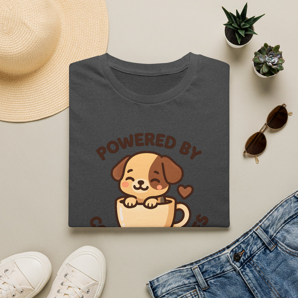 Powered by Coffee and Cuddles Puppy –  Supersoft Unisex T-Shirt