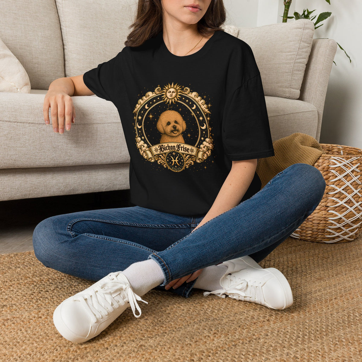 Zodiac Pisces Bichon Frise - Dog Horoscope Star Sign - Supersoft Unisex T-shirt