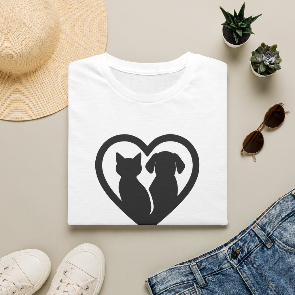 Dog and Cat Silhouettes in Heart –  Supersoft Unisex T-Shirt