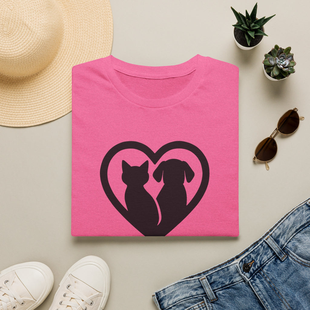 Dog and Cat Silhouettes in Heart –  Supersoft Unisex T-Shirt