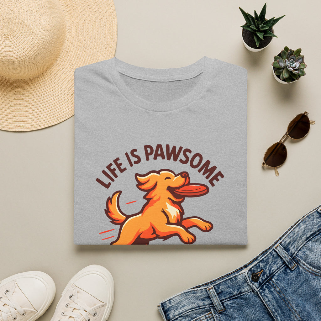 Life Is Pawsome - Frisbee Dog –  Supersoft Unisex T-Shirt