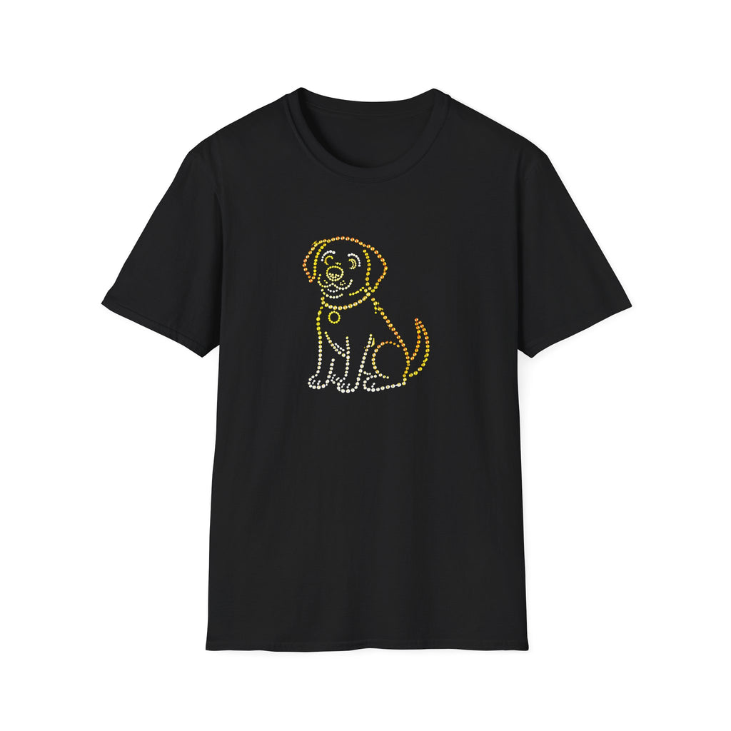Bedazzling Beasts - Faux Jewel Yellow Dog Sitting - Unisex T-Shirt