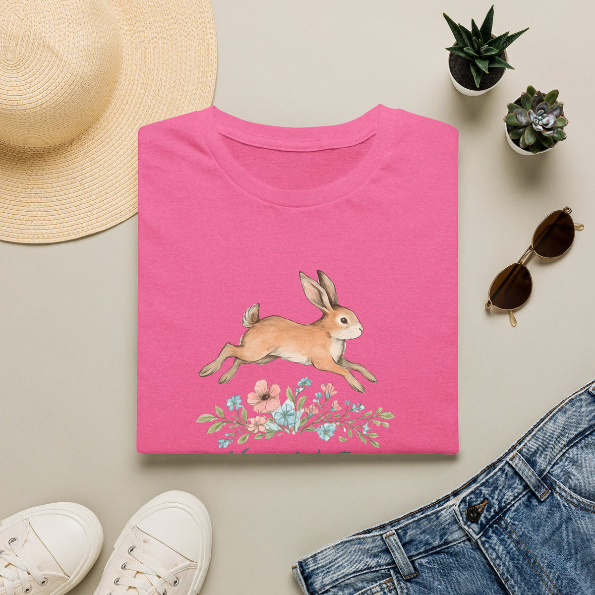 Hoppin' Into Happiness Rabbit –  Supersoft Unisex T-Shirt