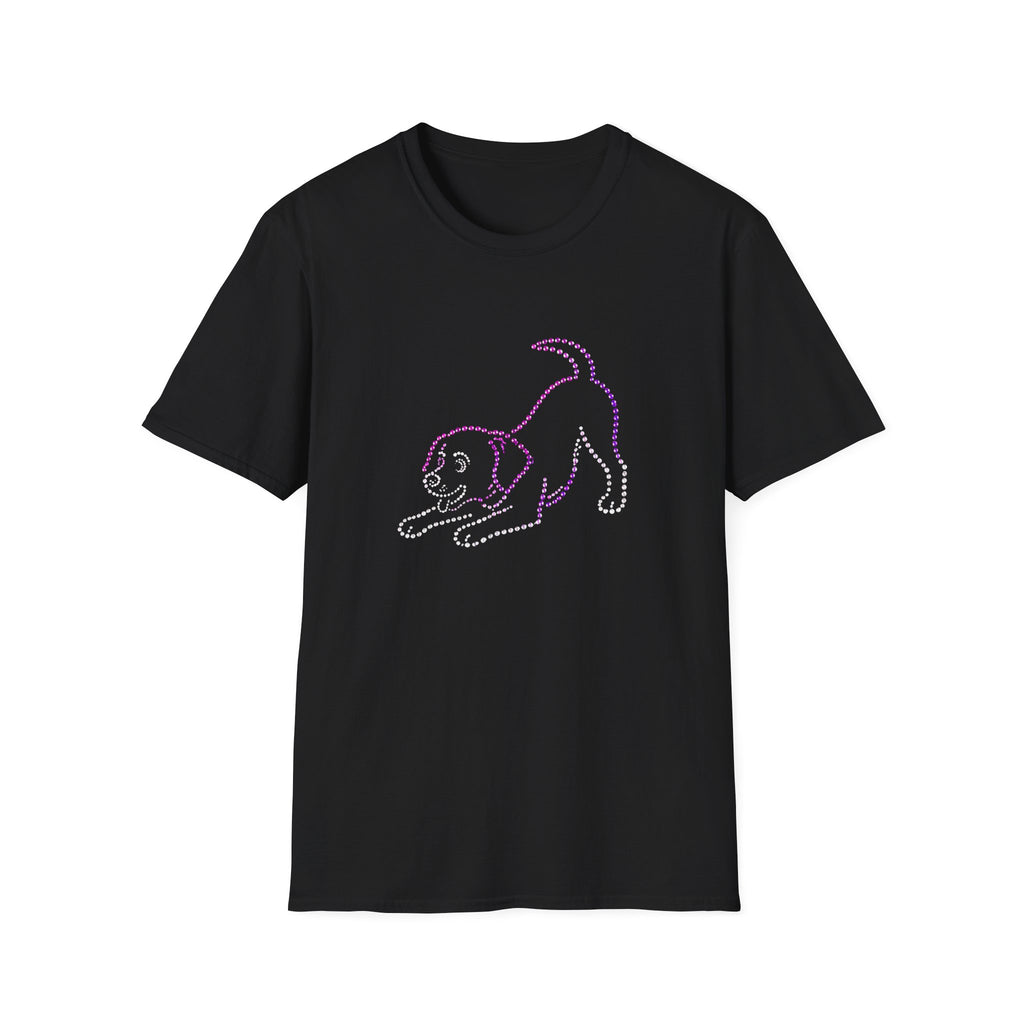 Bedazzling Beasts - Faux Jewel Purple Dog Playing - Unisex T-Shirt
