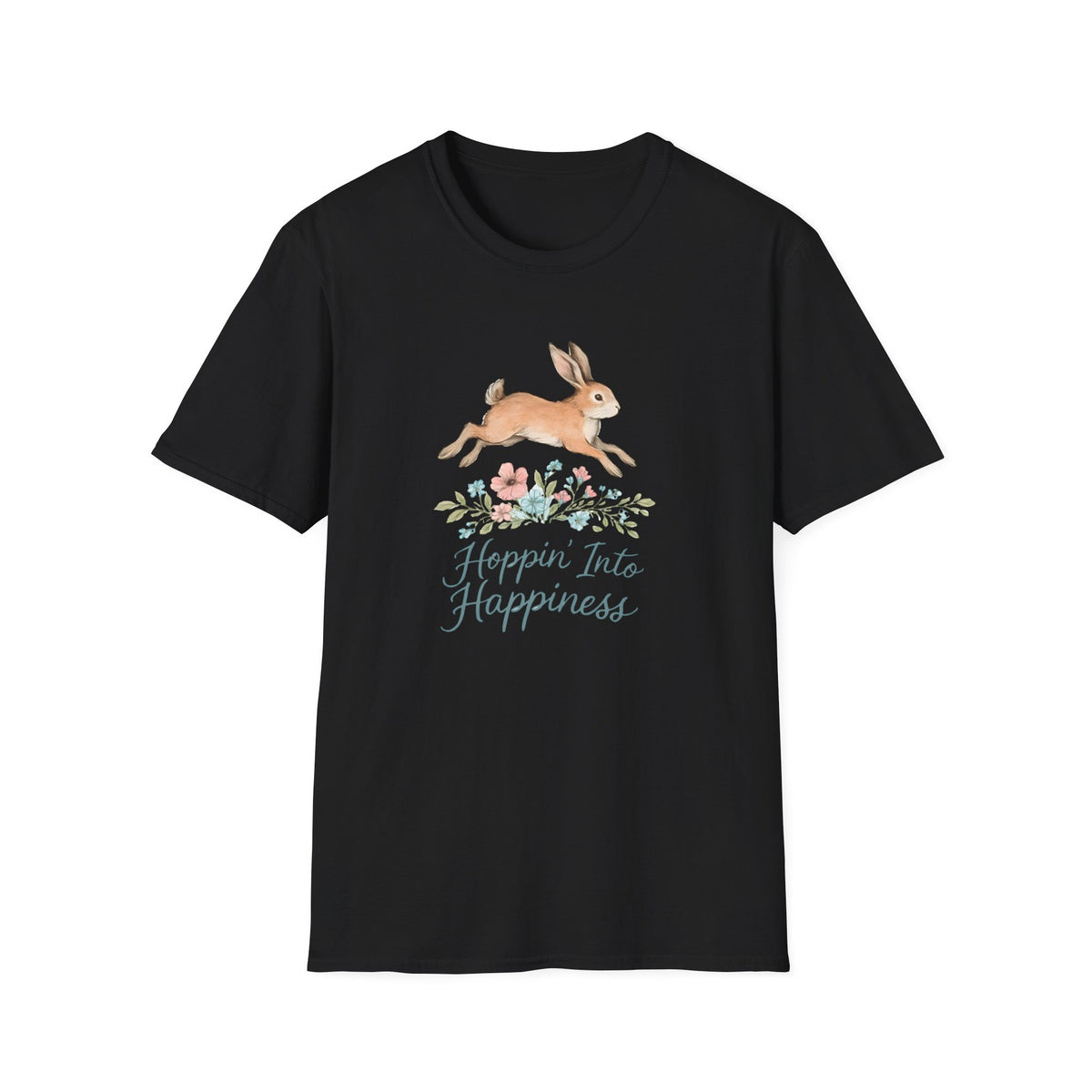 Hoppin' Into Happiness Rabbit –  Supersoft Unisex T-Shirt