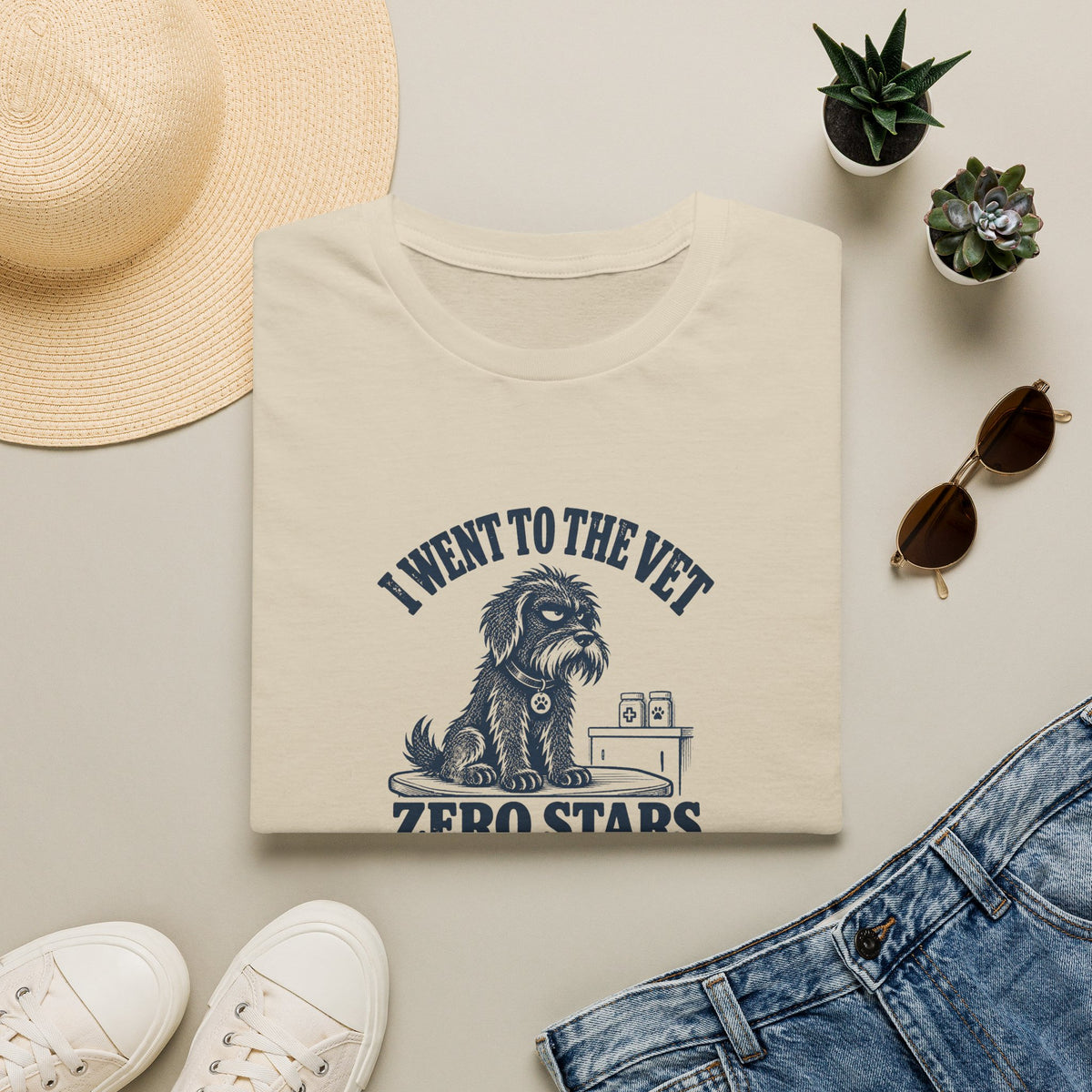 Grumpy Dog - I Went to the Vet...Zero Stars –  Supersoft Unisex T-Shirt