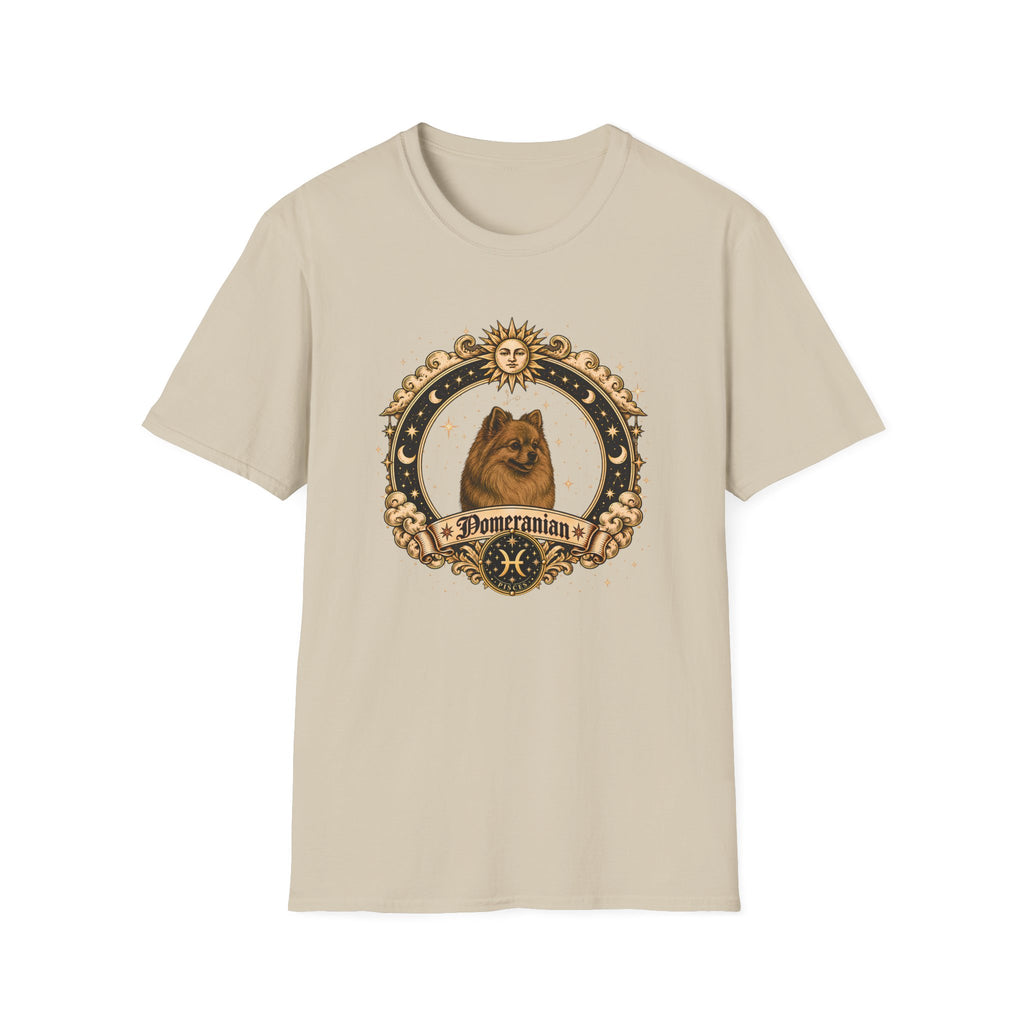 Zodiac Pisces Pomeranian - Dog Horoscope Star Sign - Supersoft Unisex Funny T-shirt