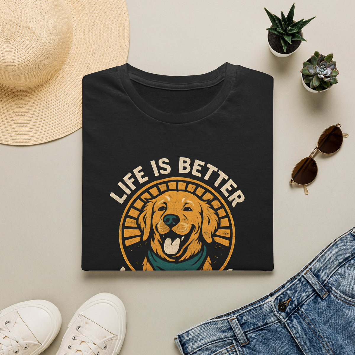 Life is Better With a Dog - Golden Retriever –  Supersoft Unisex T-Shirt