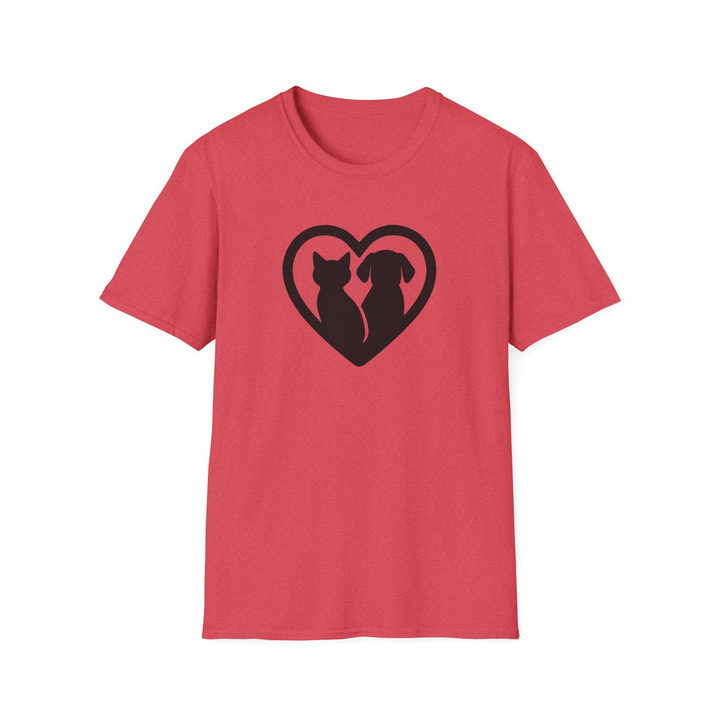 Dog and Cat Silhouettes in Heart –  Supersoft Unisex T-Shirt