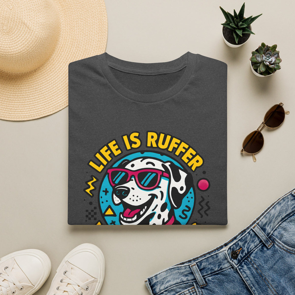 Life Is Ruffer Without a Dog Dalmatian –  Supersoft Unisex T-Shirt