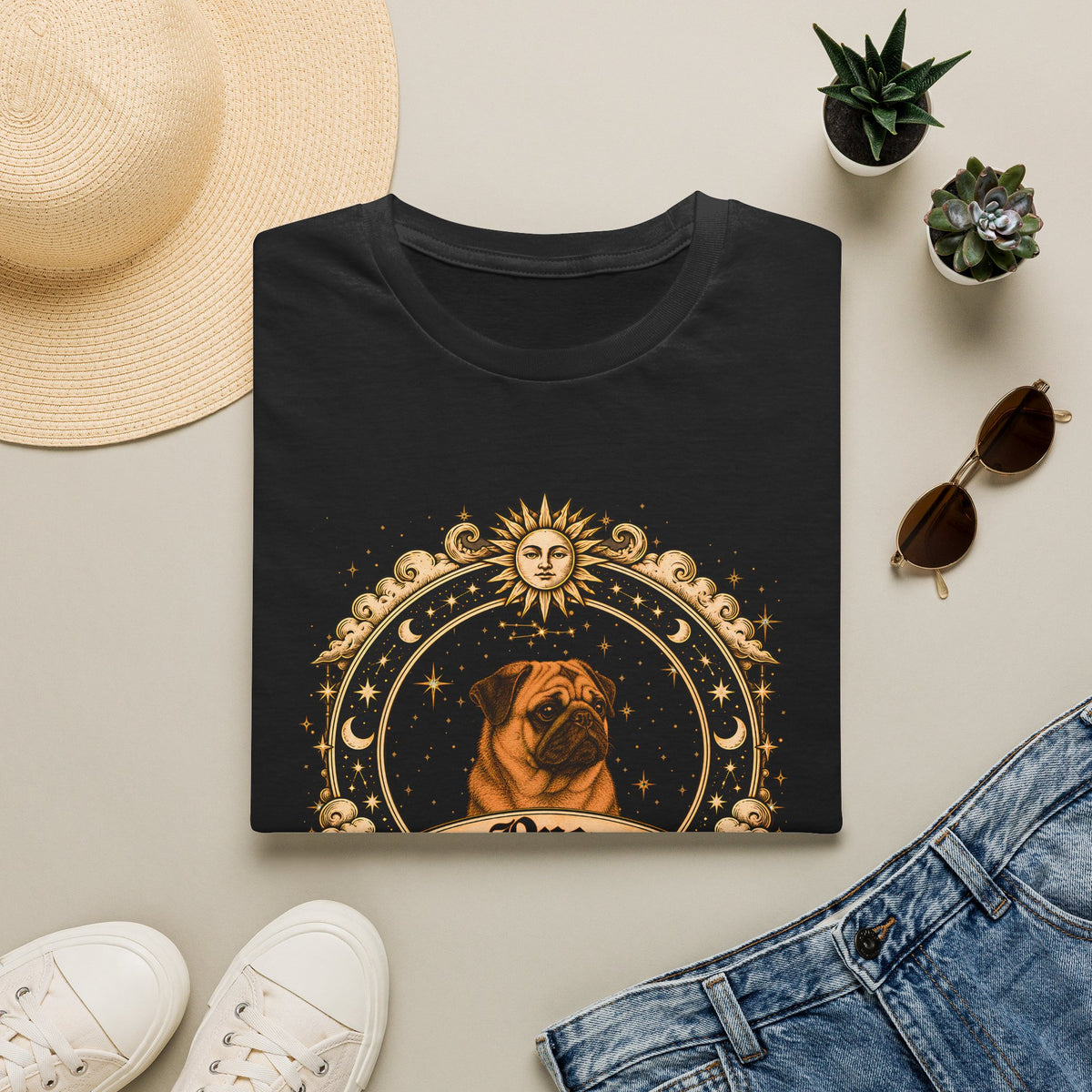 Zodiac Taurus Pug - Dog Horoscope Star Sign - Supersoft Unisex Funny T-shirt
