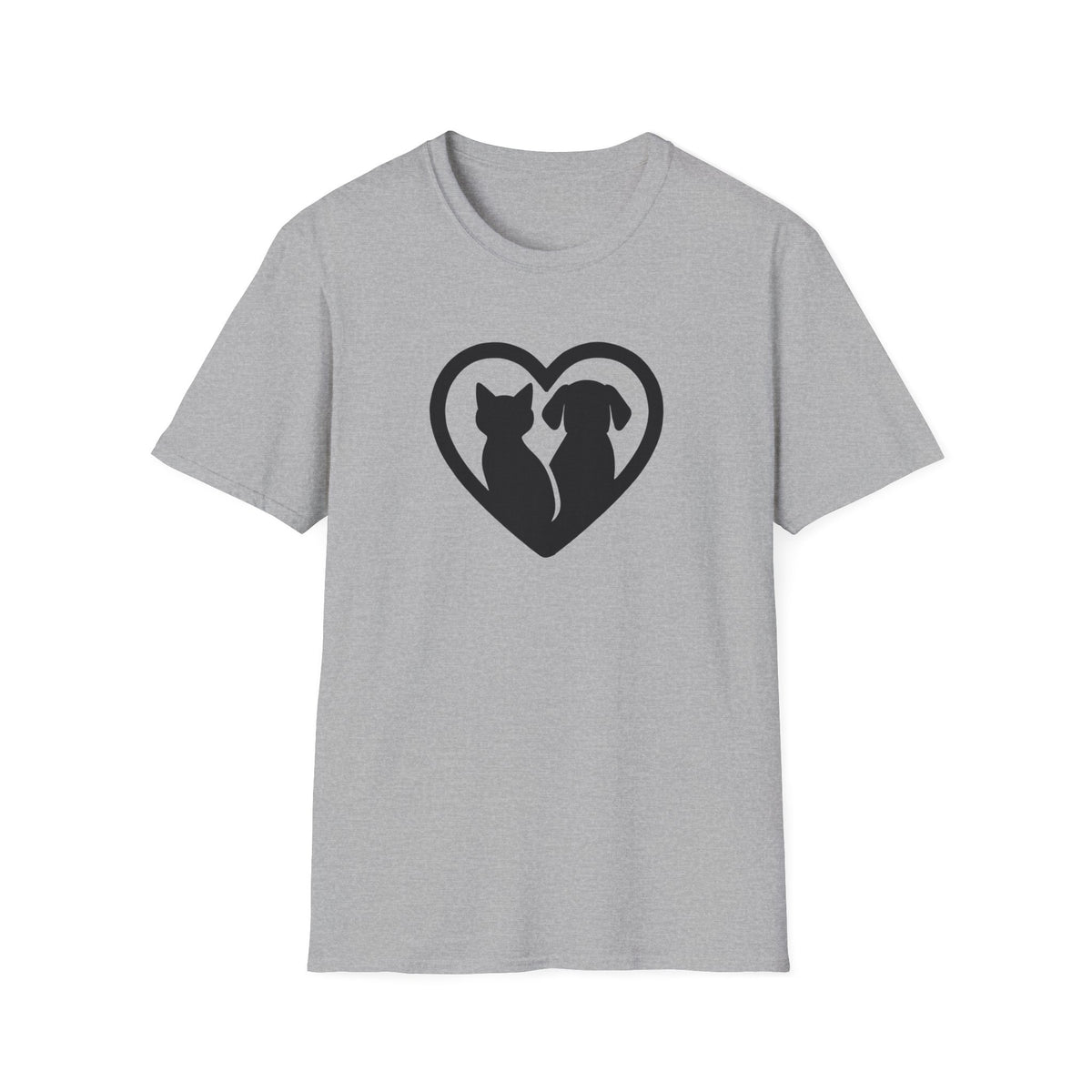 Dog and Cat Silhouettes in Heart –  Supersoft Unisex T-Shirt