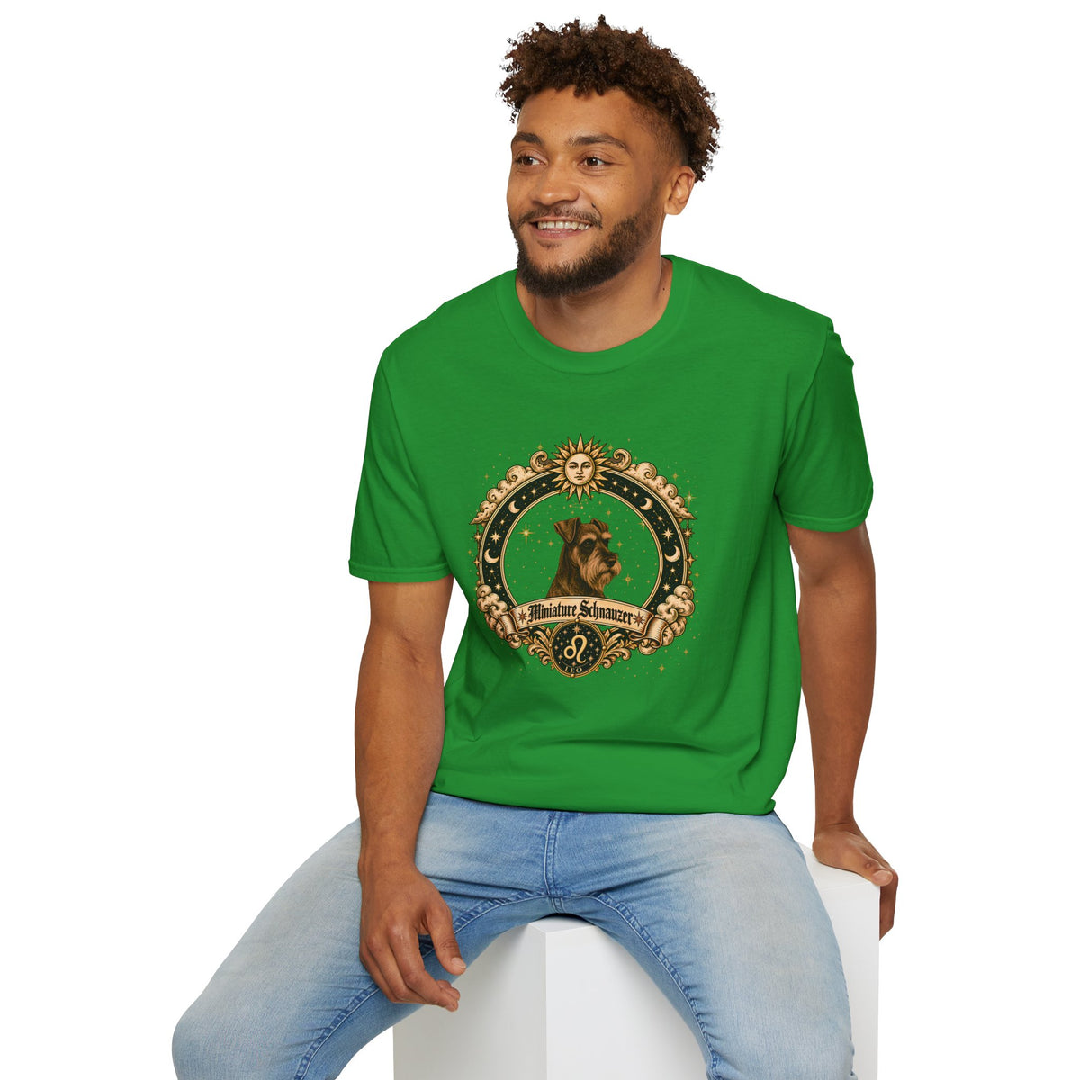 Zodiac Leo Miniature Schnauzer - Dog Horoscope Star Sign - Supersoft Unisex Funny T-shirt