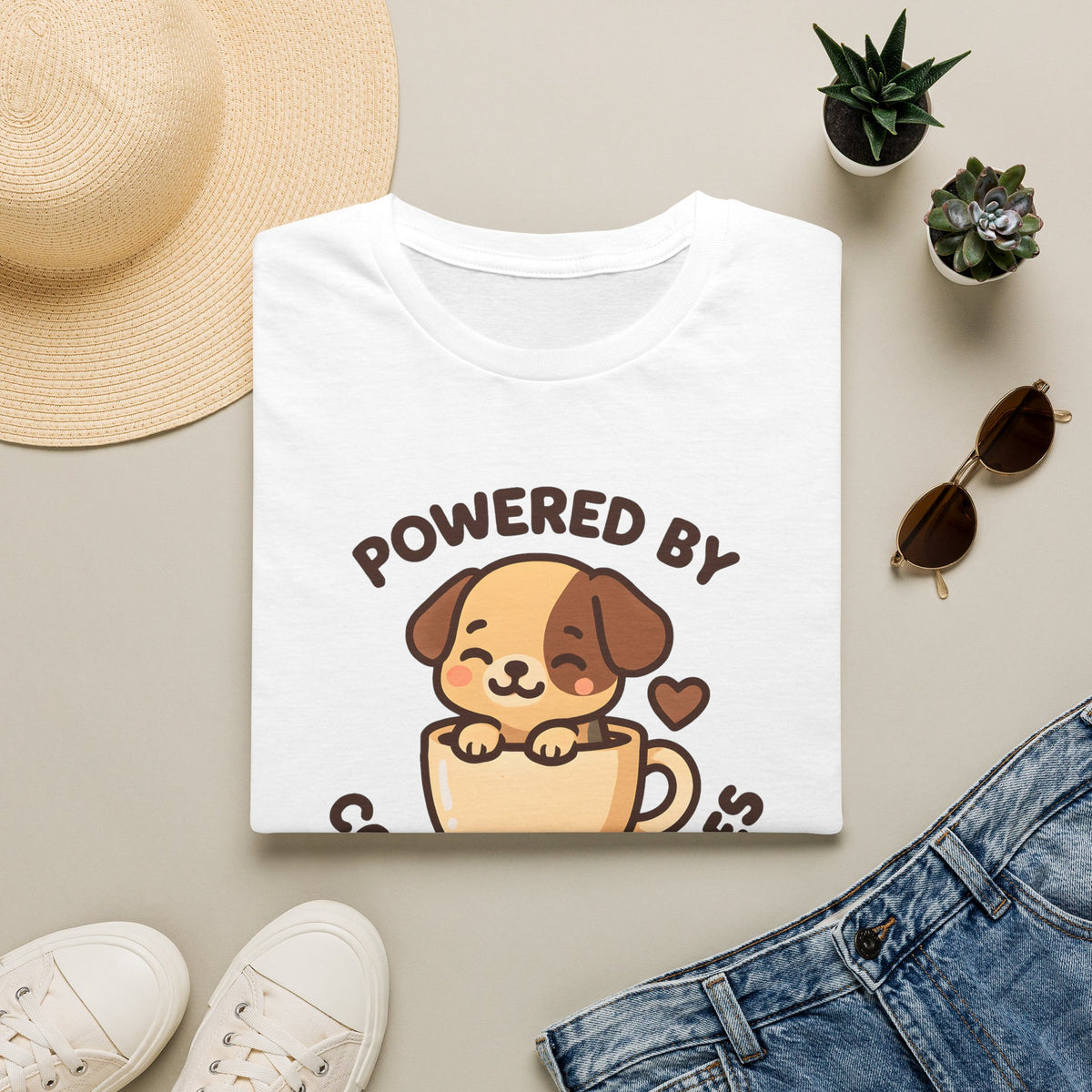 Powered by Coffee and Cuddles Puppy –  Supersoft Unisex T-Shirt