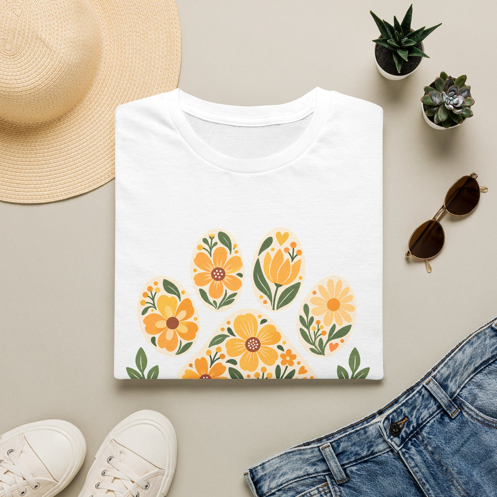 Love Come With Paw Prints Floral Paw Print - Supersoft Unisex T-shirt