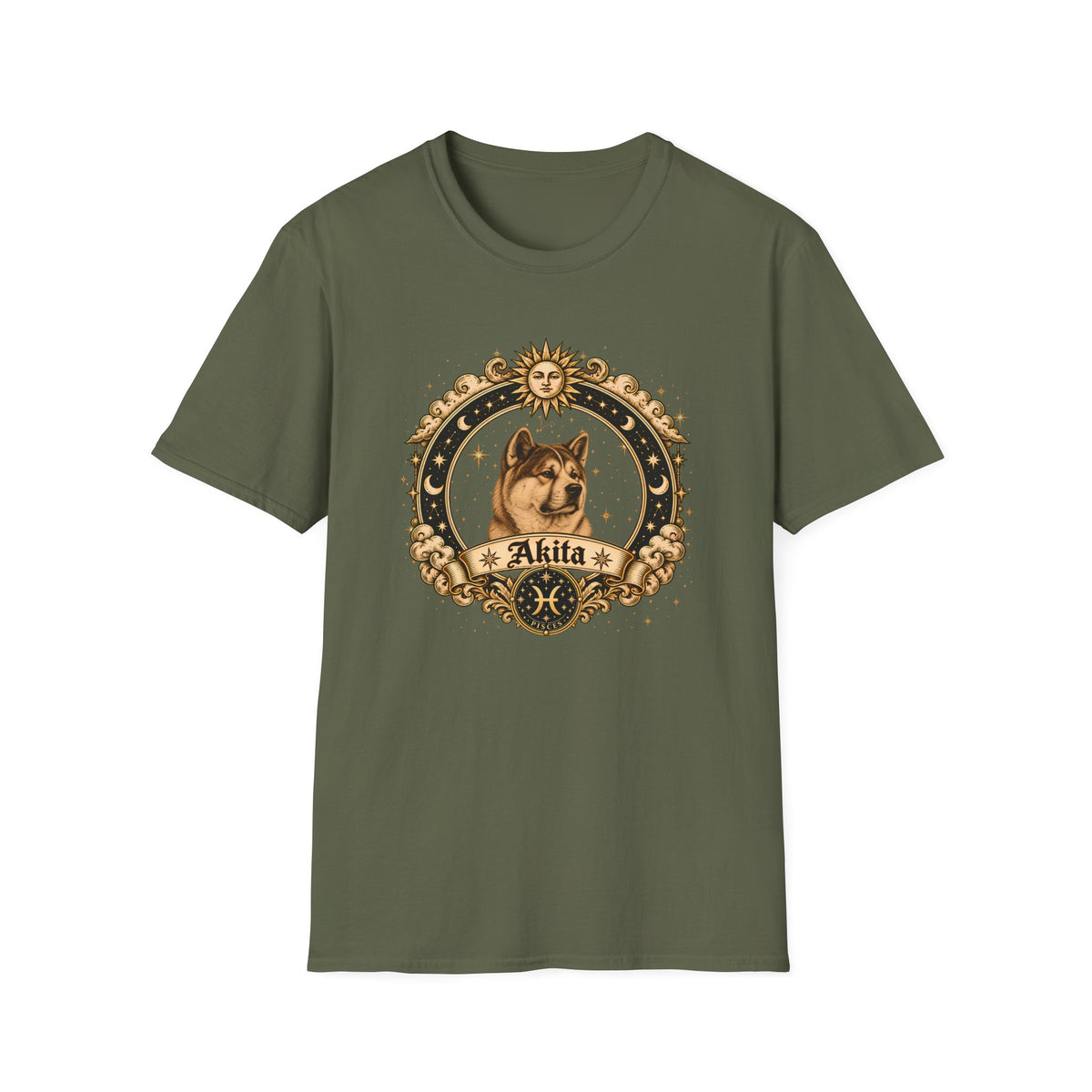 Zodiac Pisces Akita - Dog Horoscope Star Sign - Supersoft Unisex T-shirt
