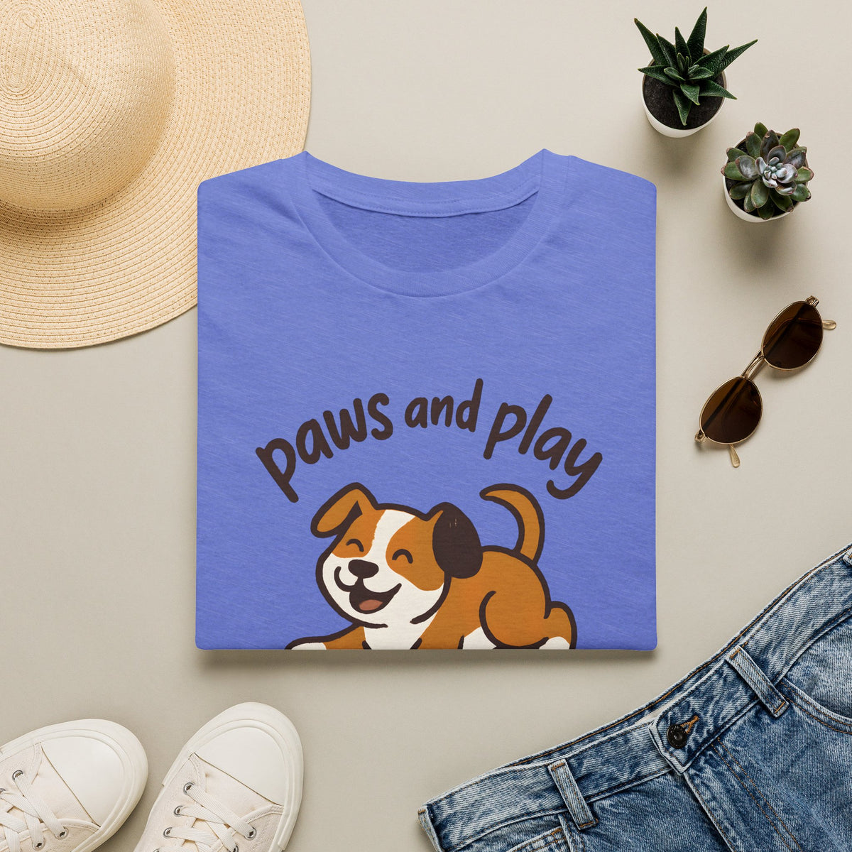 Paws and Play Cute Dog Kawaii –  Supersoft Unisex T-Shirt