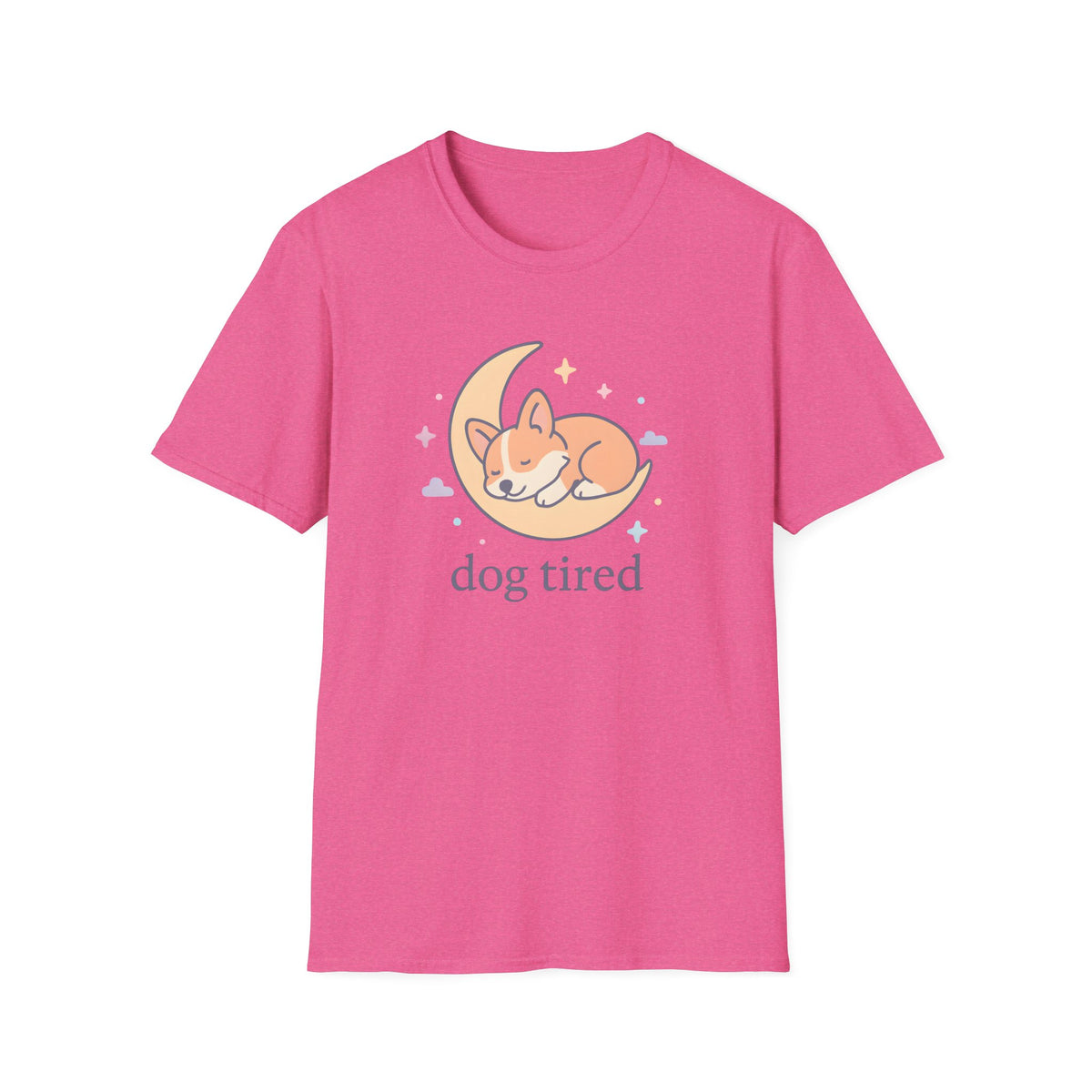 Sleeping Dog on Moon Cute Kawaii –  Supersoft Unisex T-Shirt