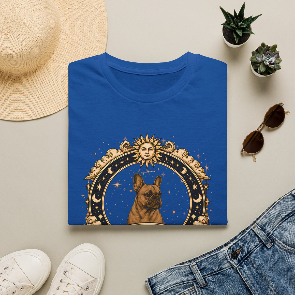 Zodiac Taurus French Bulldog - Dog Horoscope Star Sign - Supersoft Unisex Funny T-shirt