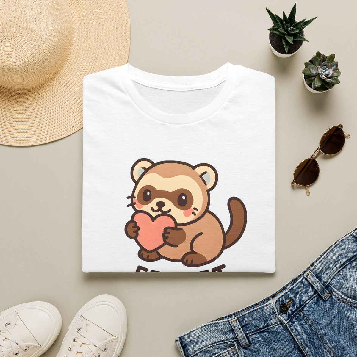 Ferret Lover Cute Kawaii –  Supersoft Unisex T-Shirt
