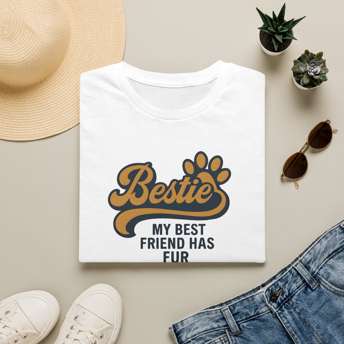 Bestie, My Best Friend Has Fur –  Supersoft Unisex T-Shirt