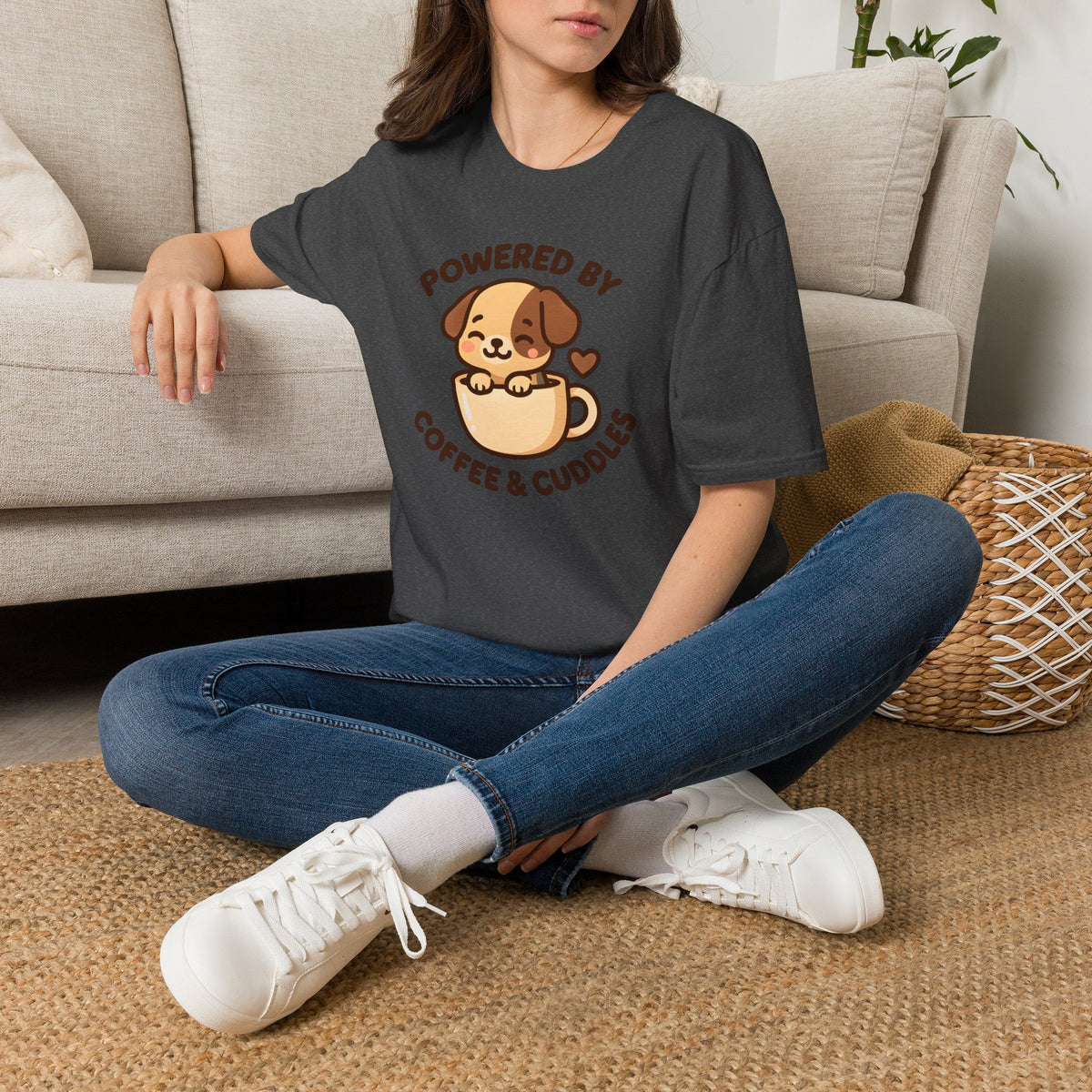 Powered by Coffee and Cuddles Puppy –  Supersoft Unisex T-Shirt